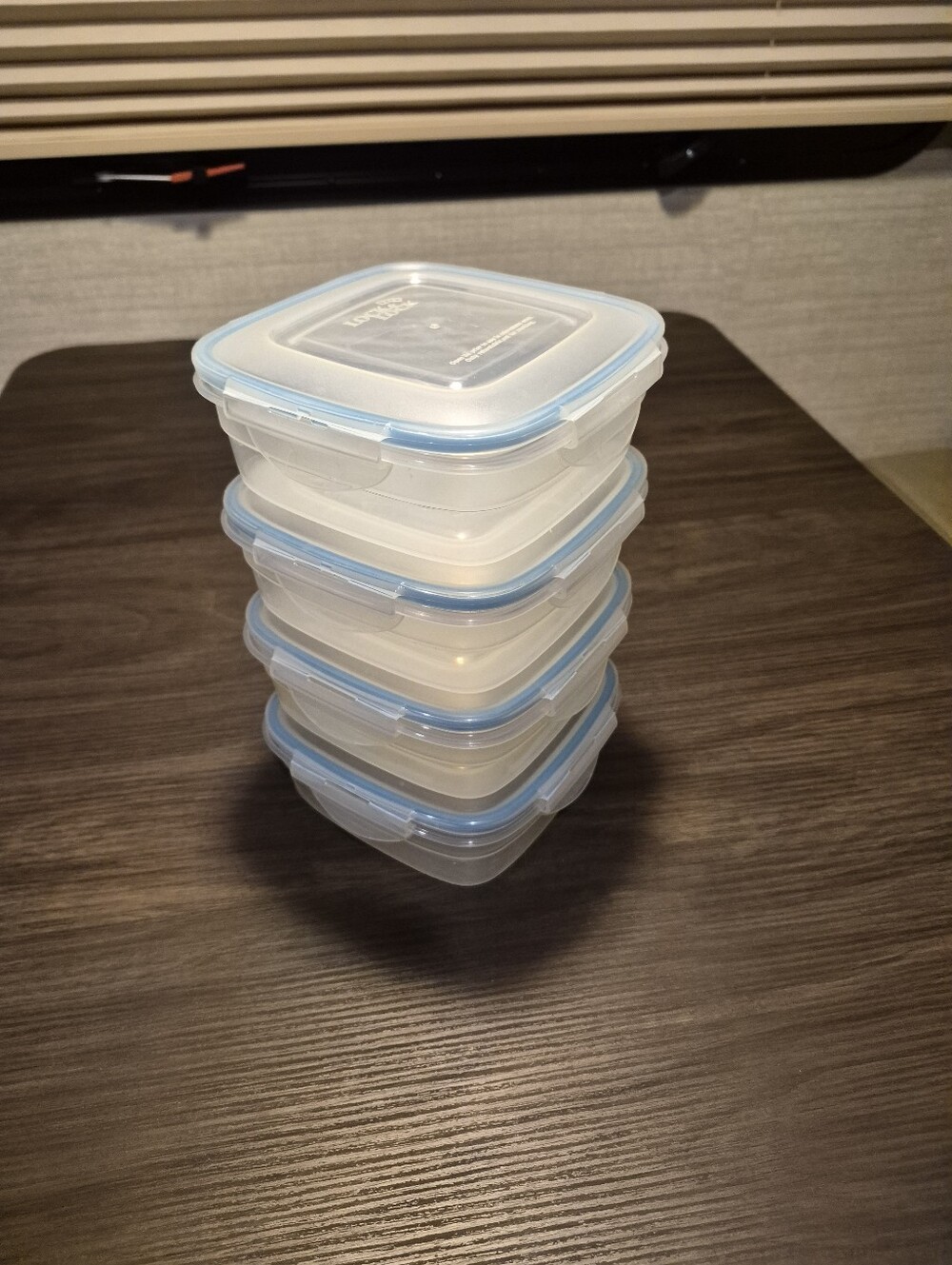 Clear Plastic Food Storage Containers with Light Blue Lids - Set of 5
